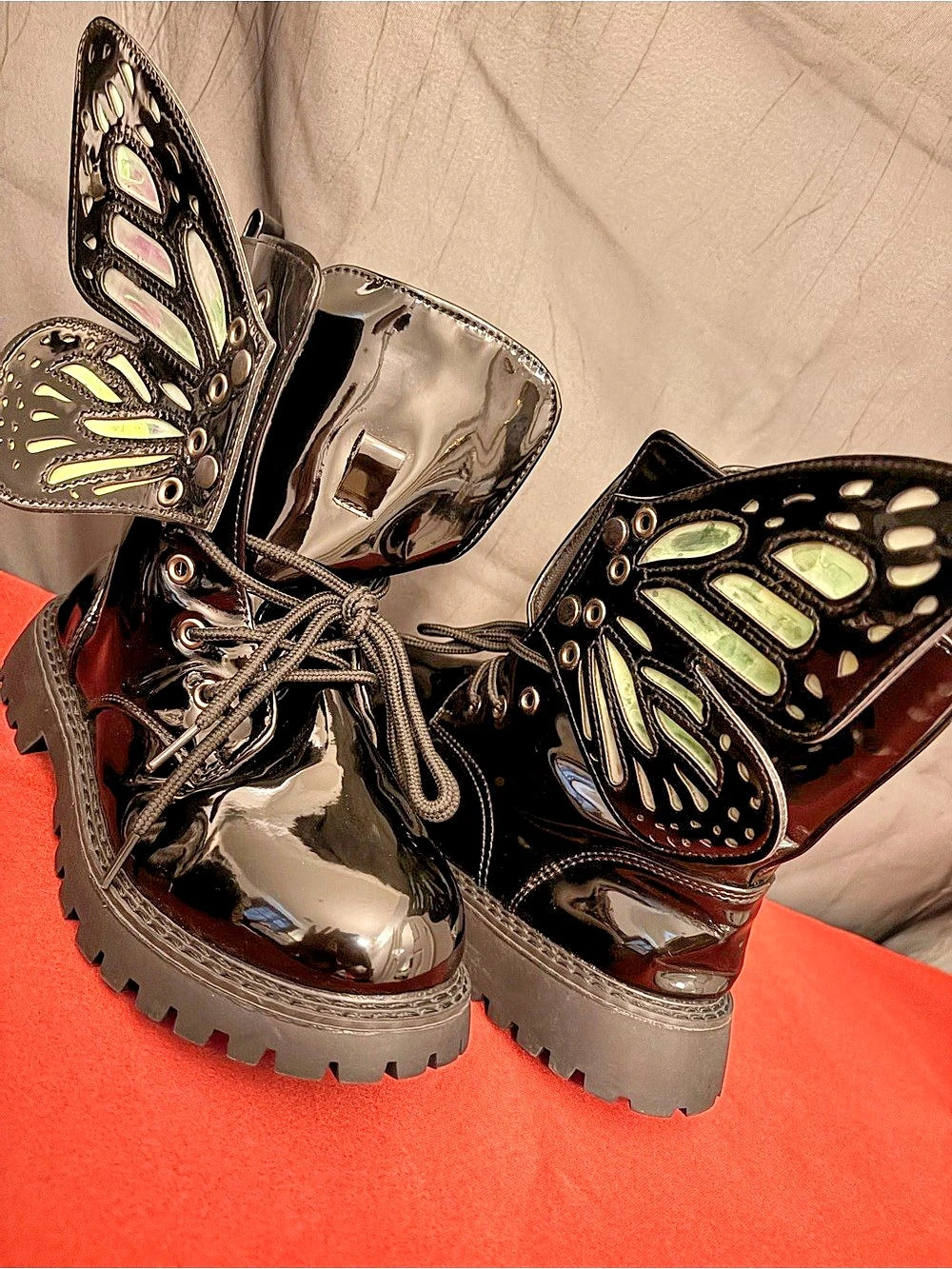 Club Exx Endless Dreamin' Butterfly Boots Black & Green